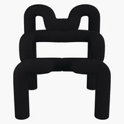Black chair with a modern design on a white background
