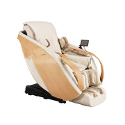 Massage chair with beige and brown design on a white background