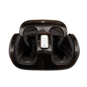 Black foot massage device with control panel on a white background