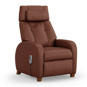 Brown recliner chair with remote control on a white background