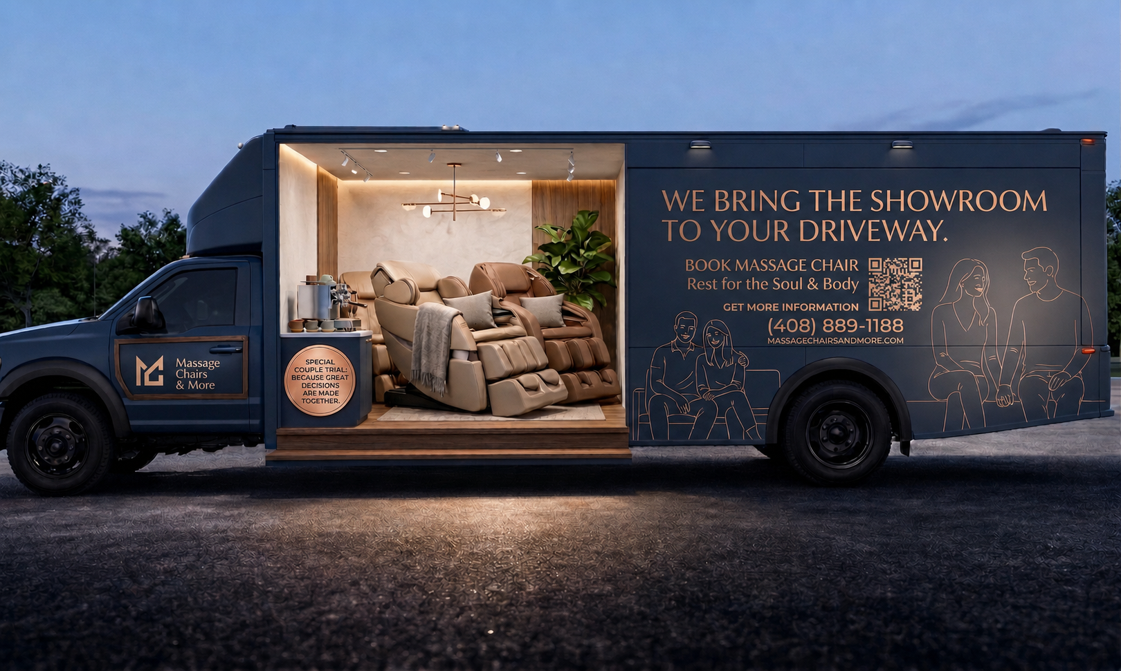Mobile showroom truck at corporate wellness event